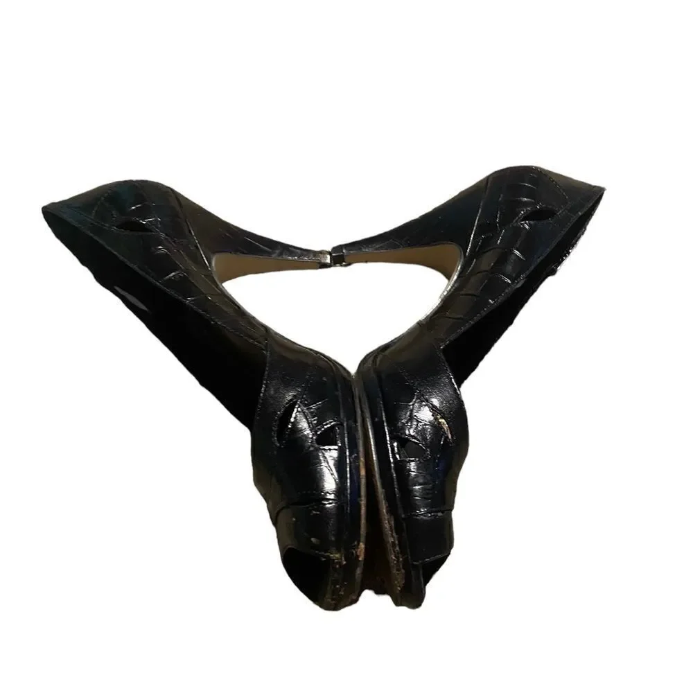 Gianni Bini size 8.5 black crock heels excellent  condition see pics
